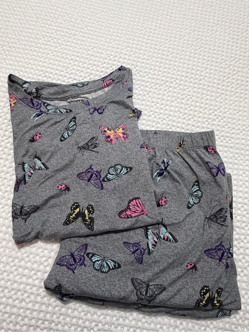 Women Gray Butterfly Print Pajama Set - Cozy Sleep Short Set